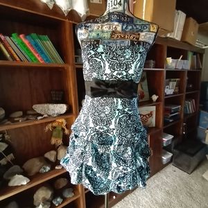 Ruby Rox Blue and Black Strapless Dress